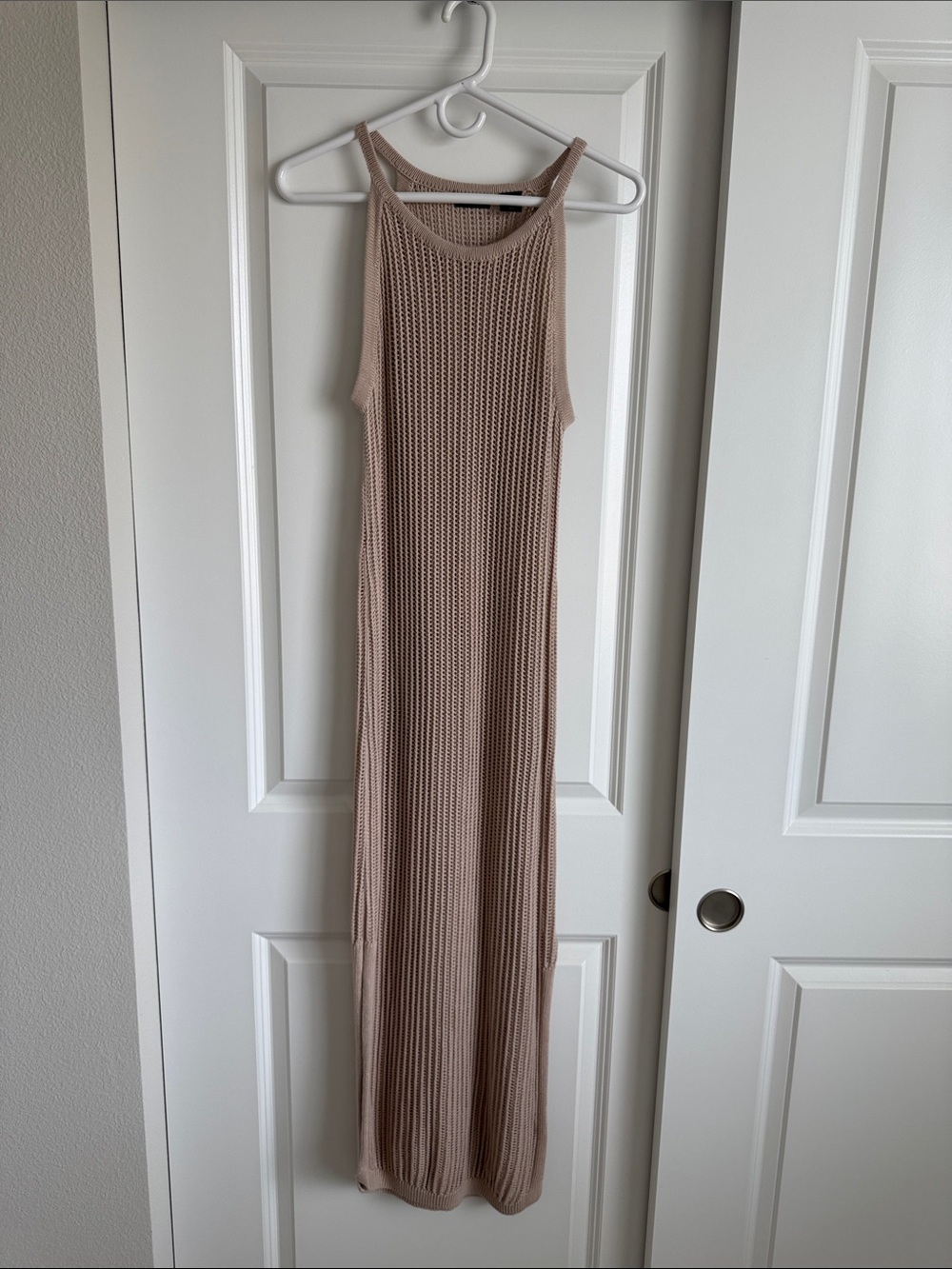 Tahari Dress Summer Beige Knit Coverup Beach Vacation